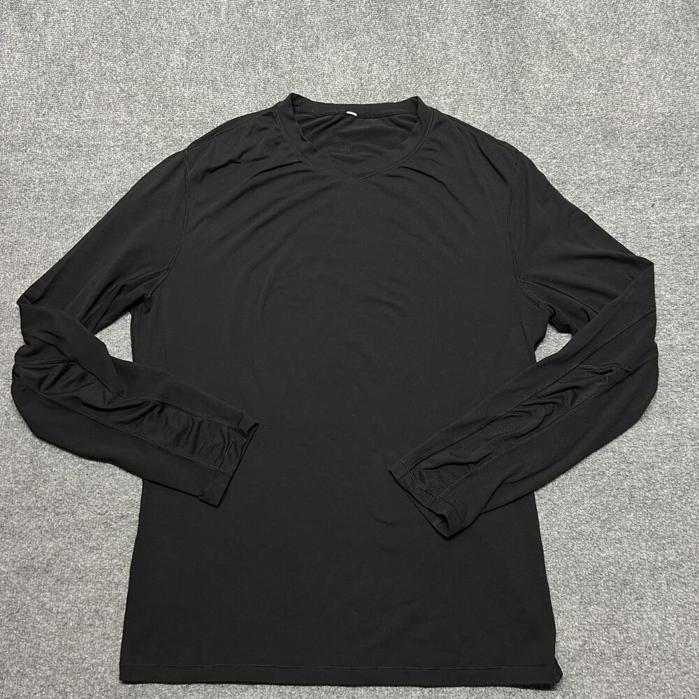 Lululemon Shirt Mens Large Black Long Sleeve V-Neck Athletic Running Tee Top